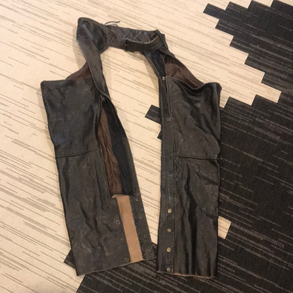 Dark Brown Leather Motorcycle Chaps